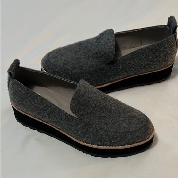 Eileen Fisher Grey Mohair Platform Loafers - Picture 1 of 8
